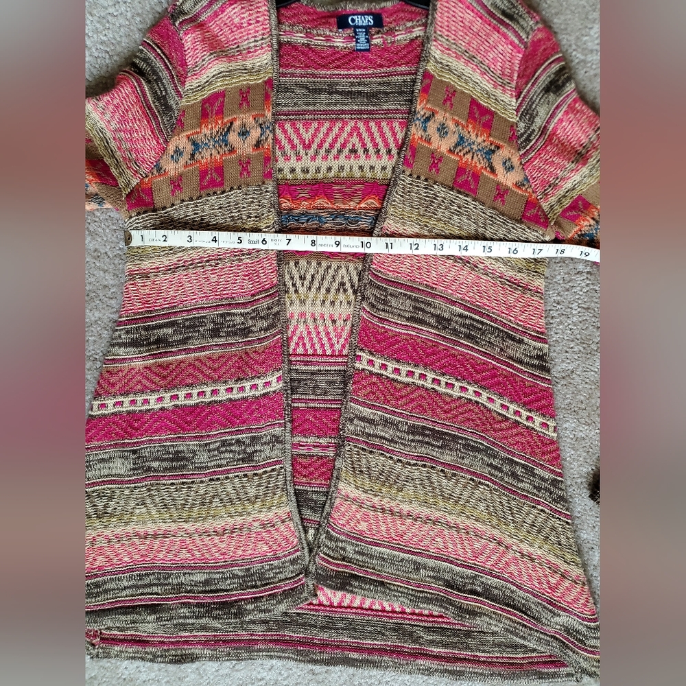 Chaps Cardigan Multi Stitch Small - image 4